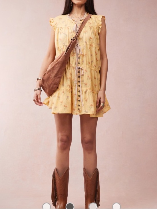 Free People Dresses & Skirts - Free People sundown ditsy print smock mini dress in yellow NWOT